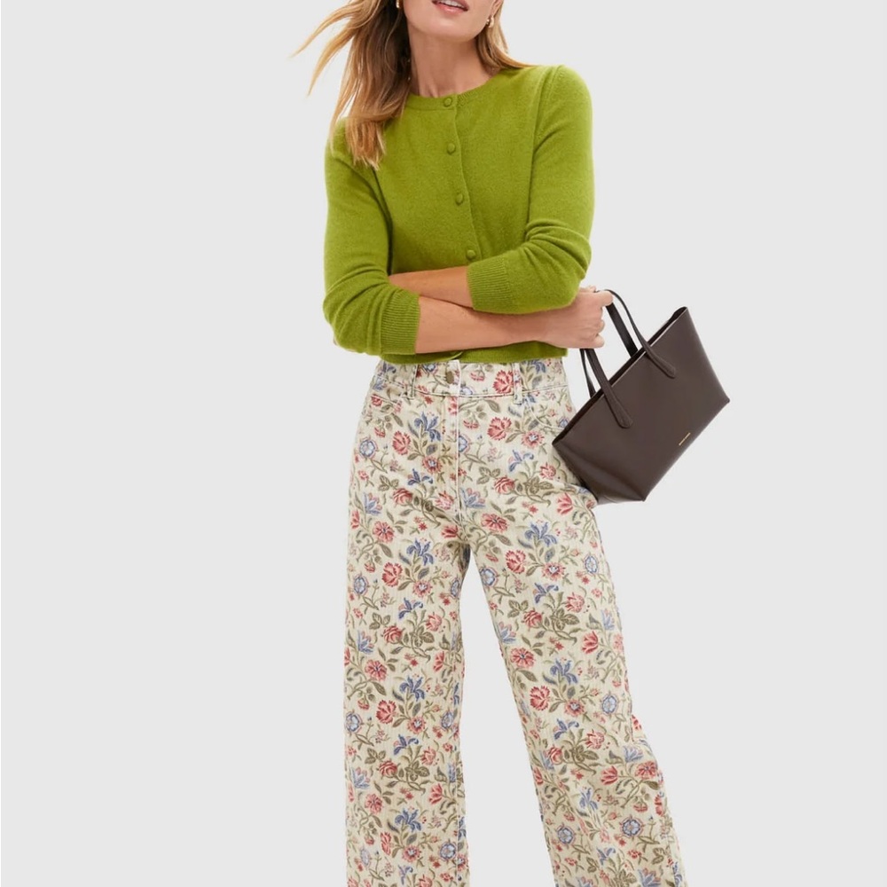 Tuckernuck Cream Floral Wide-Leg Pants with Multicolor Blooms